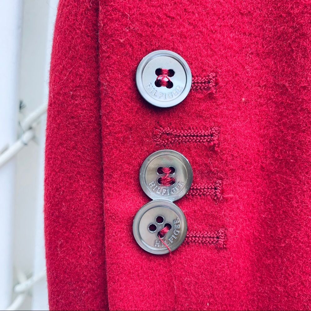 H HILFIGER RED WOOL/CASHMERE BLEND BLAZER SZ 8 - Picture 5 of 7